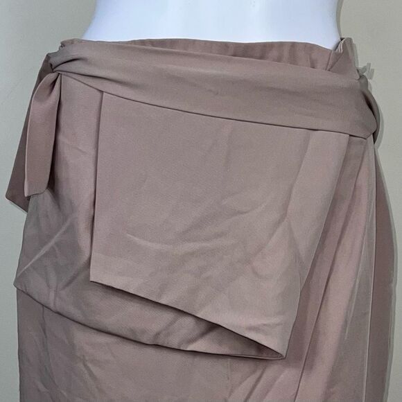 Lavish Alice Lined Asymmetrical Beige Skirt - Picture 2 of 12